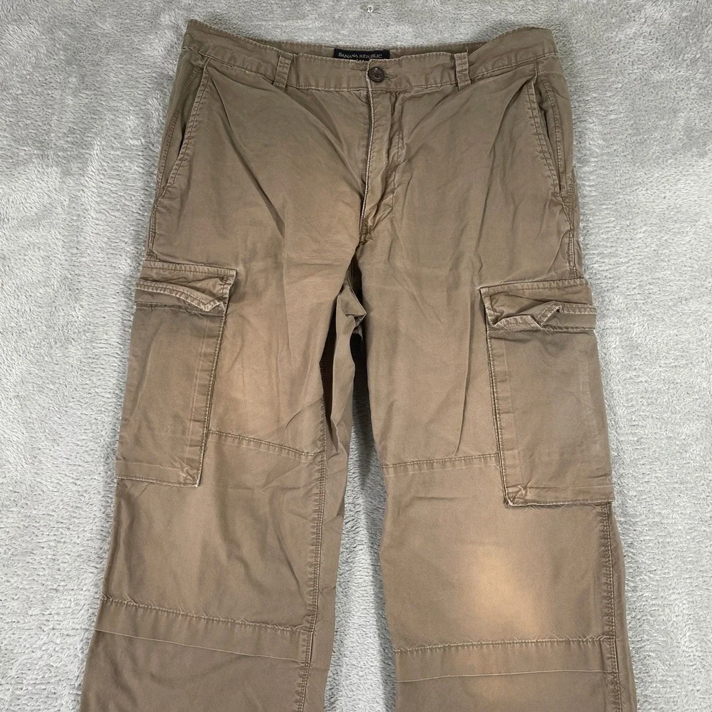 Banana Republic‎ Cargo Pants Mens 33x32 Brown Cotton Multi Pocket Utility Chino